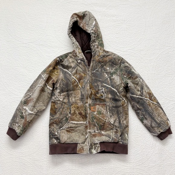 Carhartt Y2K Realtree Hooded Camo Quilted Canvas Work Jacket (Youth XL, 18-20) - Picture 1 of 8